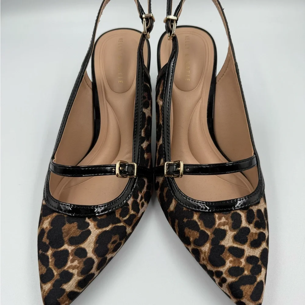 Kelly & Katie Leopard Slingback Heels w/ Mary Jane Strap Size 7M - Picture 2 of 6